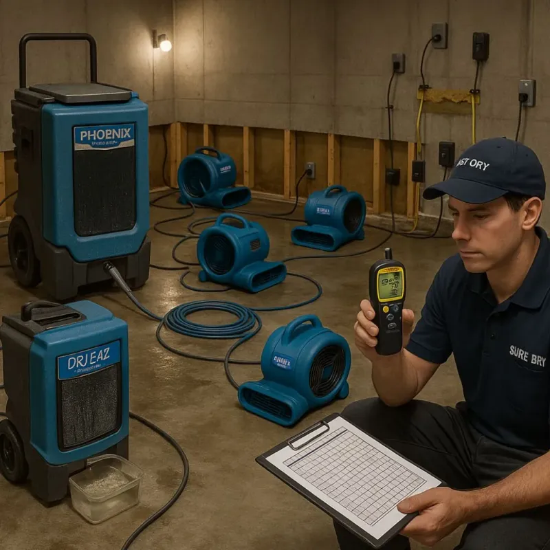 Structural Drying and Dehumidification process in Prairie City, IA